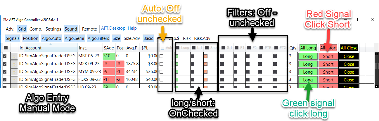 Algo Entry Controller Manual Mode