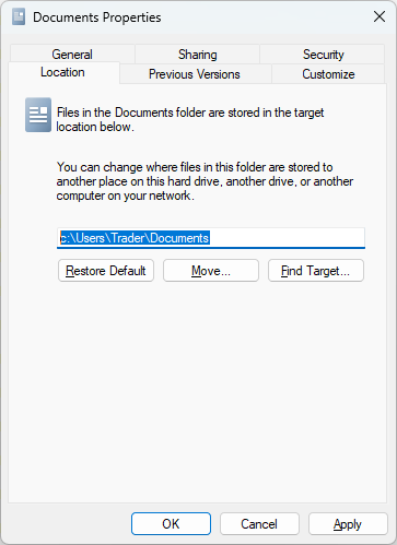 Documents Folder Relocation