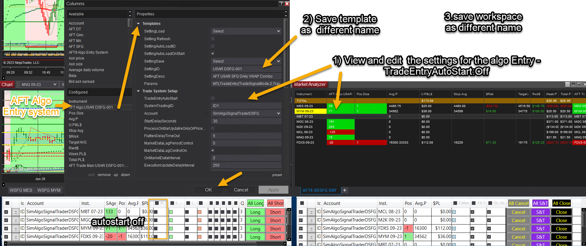 AFT8 Algo Entry Auto Start Settings