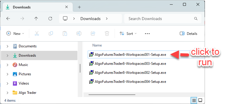 Install from downloads folder