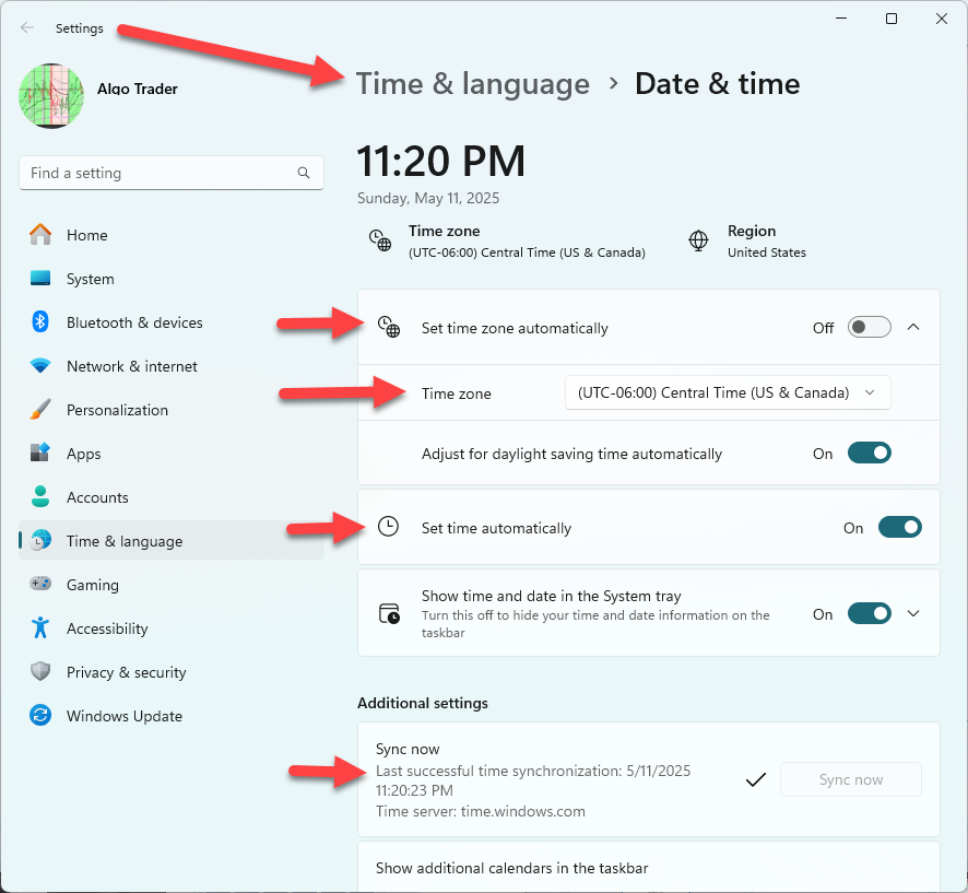 Windows OS Date and Time