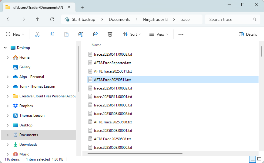 AFT8 Error Log
