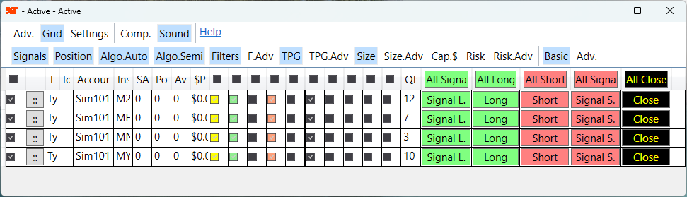 Algo Controller Default View